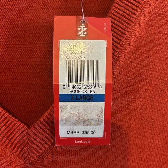 New Izod Burnt Orange Pullover V-neck Sweater Soft Stretch Business Casual XL - Picture 4 of 9